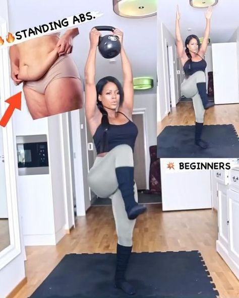 Kettlebell March, Standing Abs, Best At Home Workout, Ab Routine, Leg Lifts, Women Helping Women, Best Diets, Bodyweight Workout, Kettlebell