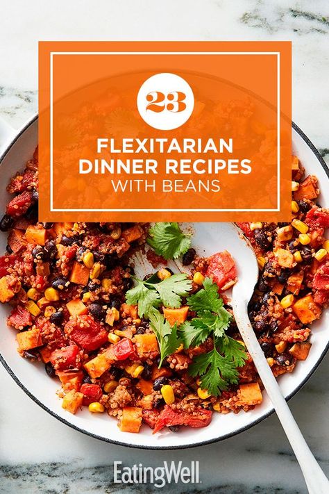 Enjoy a tasty and filling dinner with these recipes that are appropriate for the flexitarian diet. As you opt for more plant-based meals, it’s important to get enough protein in your diet and beans are a great way to do that. #dinner #dinnerideas #supperideas #dinnerrecipes #healthydinnerideas #healthydinnerrecipes #healthyrecipes Dinner Recipes With Beans, Flexitarian Meal Plan, Weight Watcher Vegetable Soup, Recipes With Beans, Vegetarian Gumbo, Quinoa Veggie Burger, Healthy Delicious Dinner, Vegetarian Bowls, Flexitarian Recipes