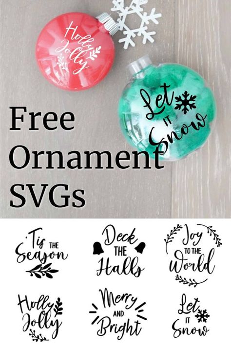 Free Svg Ornament Files, Cricut Christmas Ball Ornaments, Diy Christmas Glitter Ornaments, Diy Vinyl Ornaments, Christmas Svgs For Ornaments, Free Christmas Svg Images For Cricut, Christmas Bulb Ideas, Christmas Diy Ideas Homemade Gifts, Cricut Christmas Ornaments Diy