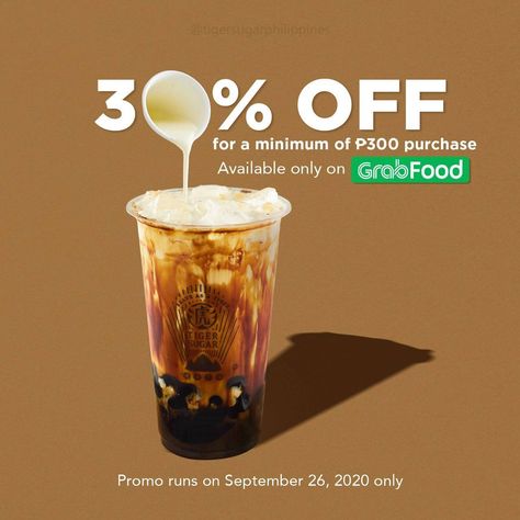 Tiger Sugar – Get 30% Off with Minimum Purchase of ₱300 via GrabFood Coffee Ads, Fast Food Advertising, Menu Design Inspiration, Coffee Advertising, Content Advertising, Food Promotion, Adobe Photoshop Design, Social Media Branding Design, Food Template