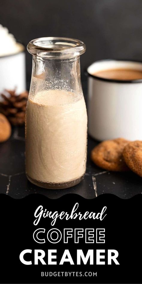 Gingerbread Creamer Recipe, Homemade Gingerbread Coffee Creamer, Aip Coffee Creamer, Gingerbread Creamer, Gingerbread Coffee Creamer, Creamer Homemade, Homemade Creamer, Budget Bytes Recipes, Homemade Coffee Creamer Recipe