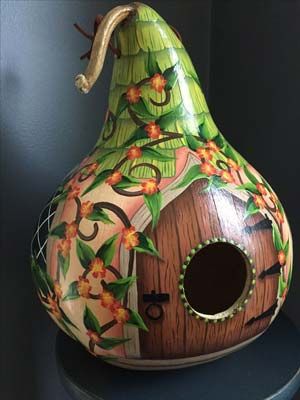 Make a Gourd Birdhouse for your Yard and have Fun! Ideas For Gourds, Painted Gourd Birdhouses, Birdhouse Gourds Ideas, Gourd Bird Houses, Birdhouse Gourds, Semi Gloss Paint, Gourds Birdhouse, Xmas 2024, Hand Painted Gourds