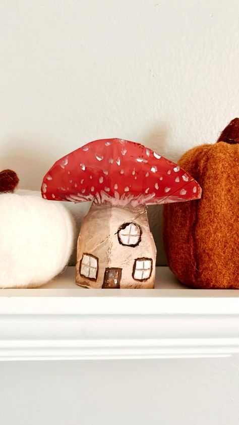 Hannah Scheele - Illustrator | Made this cute mushroom cottage out of a toilet paper tube! I cut out a mushroom shape, added some paint and was left with this cute... | Instagram Mushroom Cottage, Toilet Paper Tube, Cute Mushroom, Cute Instagram, Toilet Paper, Christmas Ideas, Stuffed Mushrooms, Cut Out, Illustrator