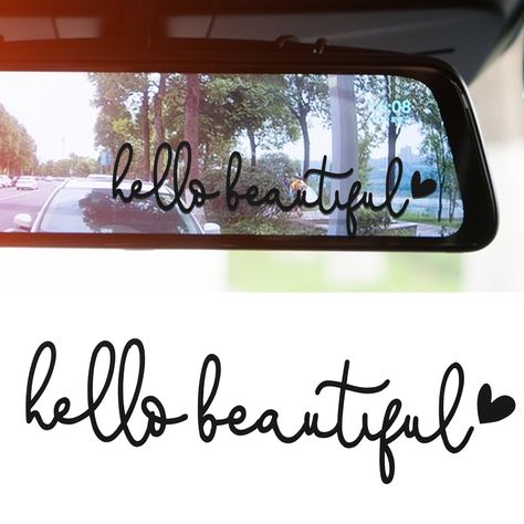 PRICES MAY VARY. 【Positive Slogans】Elevate your car's aesthetic with our trio of car window decals, each proudly emblazoned with the empowering phrase "Hello Beautiful." Boldly printed in an elegant font, they serve as daily reminders of your inherent worth, nurturing self-love and confidence. Let your vehicle radiate your charm and uniqueness to the world as you proudly display these decals. 【Vinyl Waterproof Material】Crafted from a premium vinyl, our rearview mirror accessories are built to wi Full Window Decals Car, Car Decal Ideas For Women Svg, Positive Slogans, Affirmation For Women, Vehicle Decals, Funny Vinyl Decals, Heart Vinyl, Mirror Accessories, Car Things