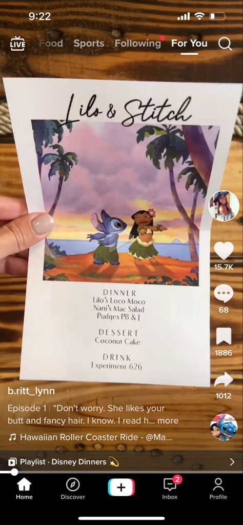 Lilo And Stitch Movie Night, Disney Movie Night Menu Lilo And Stitch, Lilo And Stitch Themed Cocktails, Lilo And Stitch Dinner And A Movie, Disney Movie Night Menu Luca, Lilo And Stitch Alcoholic Drink, Disney Movie Night Menu Lion King, Movie Search, Lilo And Stitch Movie