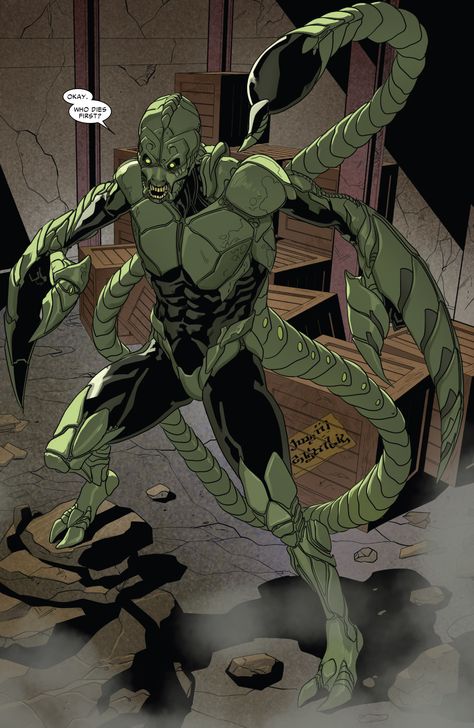 Scorpion (Mac Gargan) in Spider-Man 2099 vol 2 #3 | Art by William Sliney & Antonio Fabela Marvel 616, Marvel 2099, X Men Evolution, Comic Villains, Wallpapers Android, Marvel Villains, Superhero Design, Super Villains, Spiderman Art