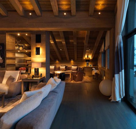 La Bergerie – A 16,000 Square Foot Newly Built Chalet In Courchevel, France | Homes of the Rich Chalet Modern, Mountain Interiors, Chalet Interior, Chalet Design, Cabin Living, Ski Chalet, Cabin Homes, A Living Room, Log Homes