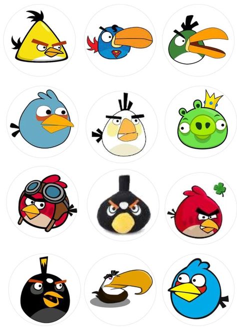 Angry Birds for cupcakes | cartoon and game printables | Pinterest Angry Birds Printables, Angry Birds Characters, Angry Birds Cupcakes, Angry Birds Stella, Homemade Face Paints, Bird Birthday Parties, Angry Birds Cake, Angry Birds Party, Bird Template