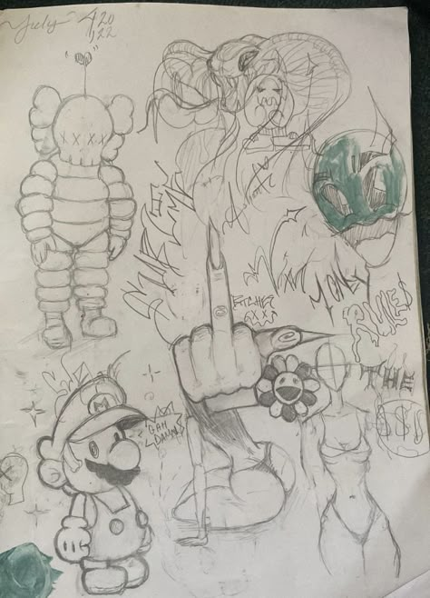 Y2k Drawing Sketch, Swag Drawings, Middle Fingers, Graffiti Style Art, Black Art Painting, Swag Art, Sketchbook Art Journal, Graffiti Drawing, Doodle Art Designs