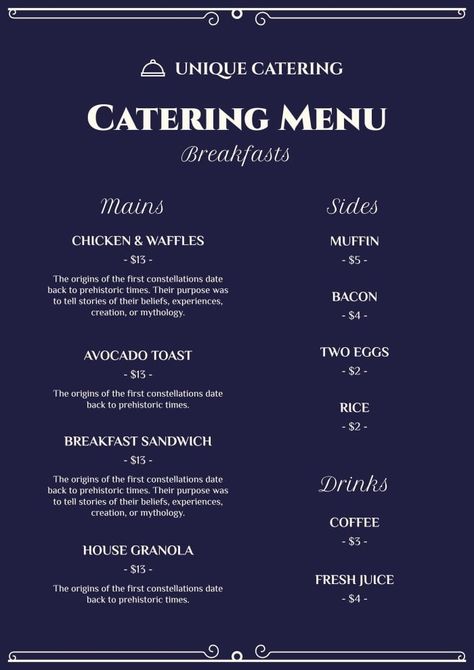 Catering Menu Ideas, Catering Menu Design, Amazing Ceramics, Wedding Catering Menu, Menu Catering, Avocado Toast Egg, Menu Design Template, Food Catering, Mugs Ceramic