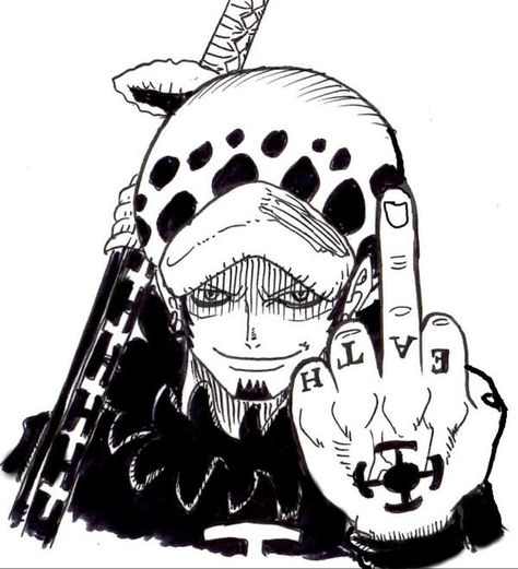 Trafalgar Law Black And White, Law One Piece Manga, Law Drawing, Law Manga, Law Tattoo, Law Icon, Heart Pirates, Optical Illusion Tattoo, One Piece Tattoos