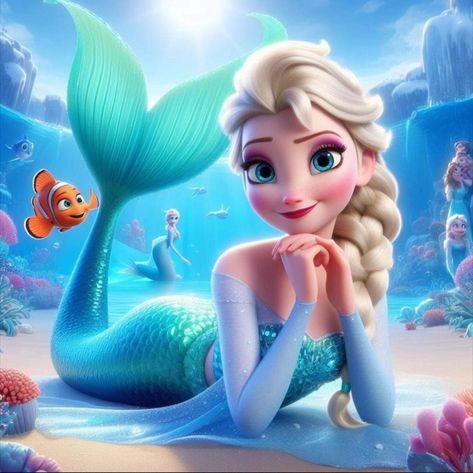 Elsa Mermaid, Deep Images, Frozen Fan Art, Frozen Art, Disney Princess Elsa, All Disney Princesses, Mermaid Fairy, Princess Wallpaper, Frozen Elsa And Anna