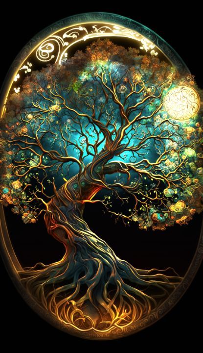 Radient Tree of Life - D's Designs Tree Of Life Art Drawing, Tree Of Life Wallpaper, Tree Of Life Aesthetic Wallpaper, Tree Of Life Drawing, Tree Of Life Illustration Art, Tree Of Life Fantasy Art, Tree Of Life With Birds, Steampunk Tree Of Life, Tree Of Life Artwork