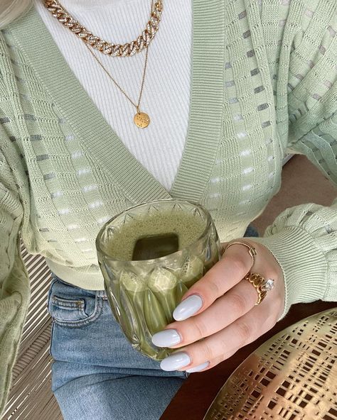 Matcha sage green cardigan outfit