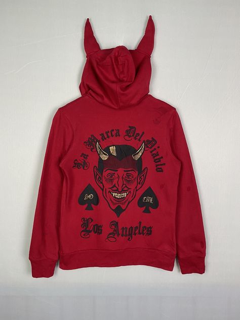 Designer La Marca Del Diablo 666 Satan Hoodie Zipper Jacket | Grailed Hotel Diablo Album Cover, Satanic Shirt Design, Satanic Hoodie, Satanic Patches, Satanic Shirt, Designer Streetwear, Men's Outerwear, Zipper Jacket, Zipper Hoodie