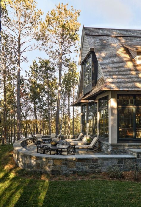 Mountain Cottage Exterior, Lake Houses Exterior, Cabin Retreat, Northern Minnesota, Mountain House Plans, Cottage Exterior, House Deck, Home On The Range, Stone Houses