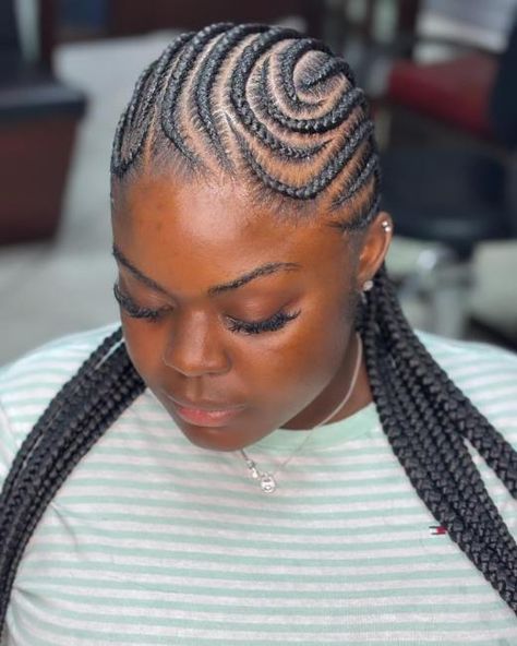 Classy Dynamic Swirly Cornrows Swirly Cornrows, Straight Back Cornrows With Designs, Two Cornrow Braids, Big Cornrows, Stylish Braids, Long Cornrows, Different Braid Styles, Half Cornrows, Straight Back Cornrows