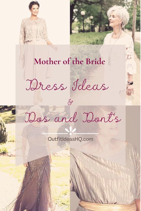 Here are some ideas for Mother of the Bride Dresses and the dos and dont's when it comes to choosing the outfit. Find advice on how to choose the right style of dress and the right accessories to complement the outfit via OutfitIdeasHQ Mother Of Bride Necklace, Mother Of The Bride Dress Rules, Mother Of Groom Outfits Classy, Rules For Mother Of The Bride Dress, Mother Of The Bride Jewelry Classy, Mother Of The Groom Jewelry Ideas, Mother Of Bride Jewelry, Mother Of The Bride Etiquette, Mother Of The Bride Dress Color Guide