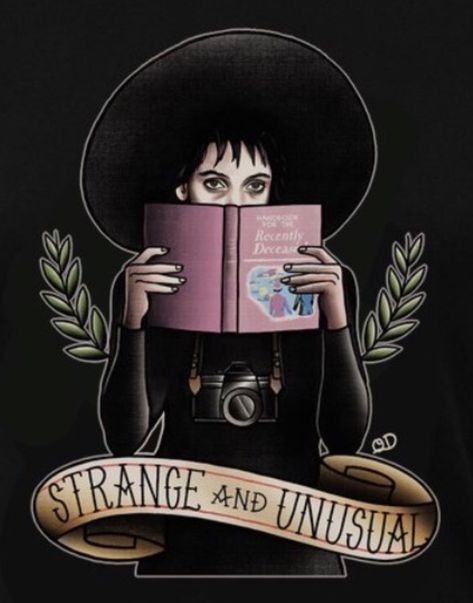 Strange and Unusual by Quyen Dinh Strange And Unusual Tattoo, Beetlejuice Illustration, Beetlejuice Stuff, Beetlejuice Art, Beetlejuice Tattoo, Beatle Juice, Tim Burton Tattoo, Lydia Beetlejuice, Juice Tattoo