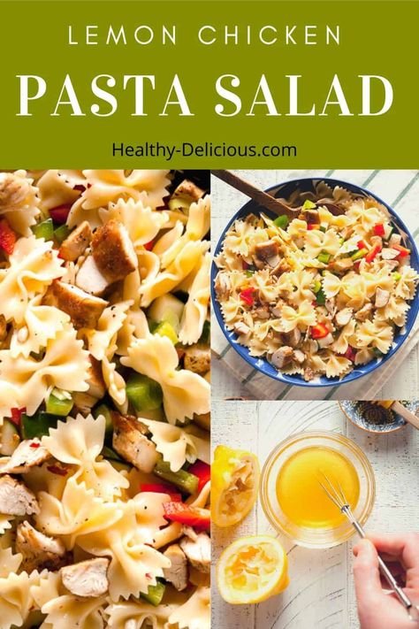 Herby Lemon Chicken Pasta Salad, Honey Pasta Salad, Lemon Vinaigrette Pasta Salad, Lemon Herb Pasta Salad, Lemon Pepper Pasta Salad, Pasta Salad With Lemon Vinaigrette, Honey Lemon Pasta Salad, Grilled Chicken Pasta Salad Recipes, Cold Lemon Pasta Salad