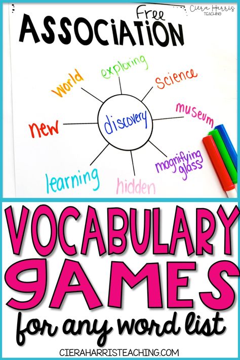 Vocabulary games for kids are a great way to engage students in any elementary classroom! Click the pin to check out these fun games for any word list, perfect for kindergarten, first grade, or even 4th or 5th grade. Vocabulary For Elementary Students, Vocabulary Activities 3rd Grade, Vocabulary Strategies Elementary, Vocabulary Centers 2nd, Free Vocabulary Template, Learning Vocabulary Activities, Reading Games 3rd, Teaching Vocabulary Elementary, Vocab Activities Elementary