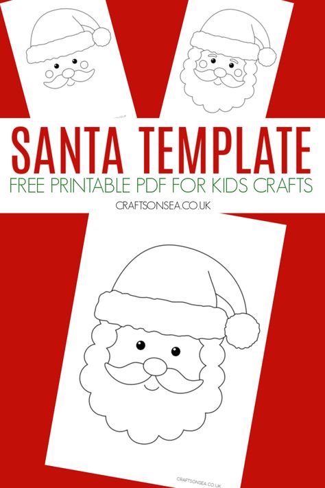 Santa Craft Template (FREE Printable PDF) Printable Santa Face Template, Santas Face Template, Santa Claus Face Template Free Printable, Santa Arts And Crafts For Kids, Santa Claus Template Free Printable, Santa Claus Activities For Preschool, Preschool Santa Craft, Santa Claus Printables Free, Santa Hat Template Free Printable