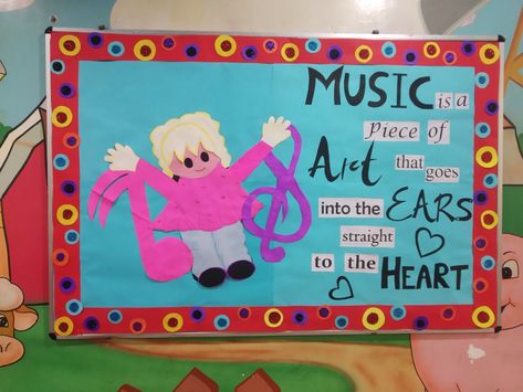 Board decoration for music Music Room Decorations School, Soft Board Decoration, World Music Day, Music Day, Music Room Decor, Notice Board, Board Decoration, School Decorations, Music Room