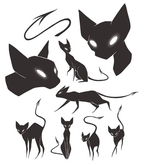 Demon Cat, Black Cat Art, Cat Tattoo, Cat Drawing, Creature Art, Art Drawings Sketches, Tattoo Studio, Drawing Inspiration, Cat Art