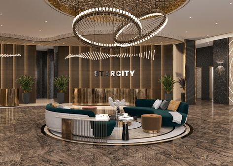 Luxury Lobby Interior Design, Lobby Decor Ideas, Lobby Reception Design, Hotel Project Architecture, Hotel Lobby Reception, Luxury Office Interior, Hotel Lobby Lounge, Hotel Foyer, Luxury Hotels Lobby