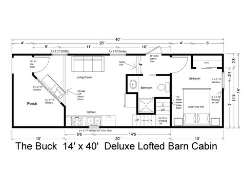 40x16 Shed House Plans, 14x40 Shed House Floor Plans, 14x40 Shed House, 14x40 Cabin Floor Plans, Lofted Cabin, Lofted Barn Cabin, Portable Building, Loft Floor Plans, Shed Floor Plans