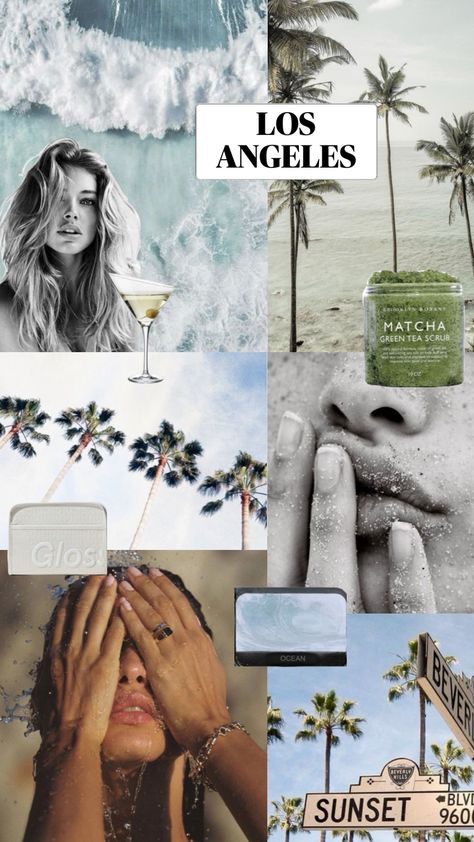 los angeles Surfer Girl Aesthetic, Los Angeles Girl, Photo Album Journal, Digital Photo Album, Nyc Girl, Jesus Wallpaper, Pretty Backgrounds, Photo Layouts, Blue Hydrangea