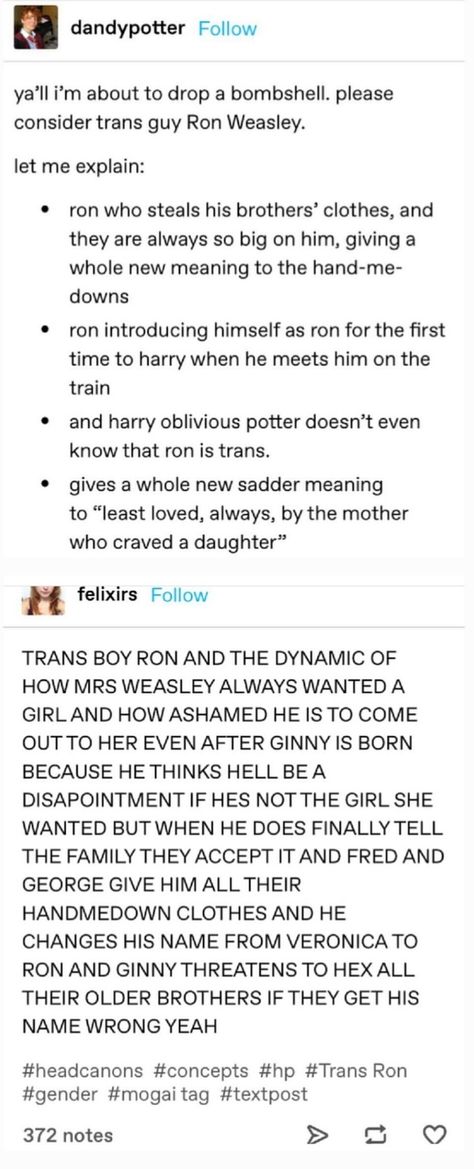 Trans Harry Potter Headcanon, Trans Headcanon Fanart, Trans Harry Potter Art, Harry Potter Trans, Trans Ron Weasley Fanart, Ronarry Headcanons, Ron Weasley Headcanons, Percy Weasley Headcanon, Ron X Blaise Fanart