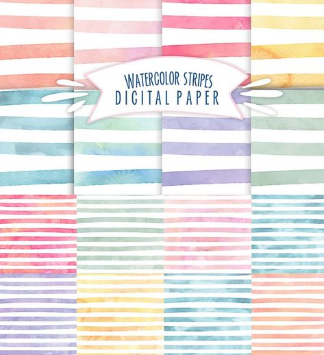 Digital Paper Free Download, Free Scrapbook Paper, Free Digital Scrapbooking Paper, Classroom Clipart, Digital Paper Free, Watercolor Stripes, Free Digital Scrapbooking, Theme Background, Paper Patterns