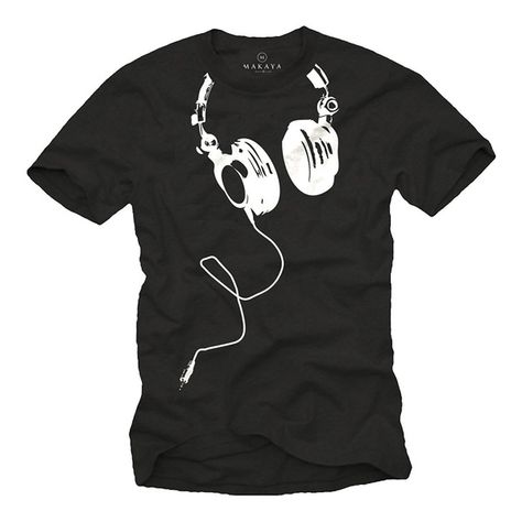 Dj Setup, Tshirt Printing Design, Tee Shirt Fashion, T Shirt Painting, Music Tees, Black Headphones, Vetements T Shirt, Tee Shirt Homme, Men's Graphic T Shirt