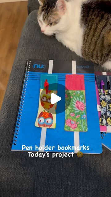 Toni Clark on Instagram: "Fiddly pen holder bookmarks this afternoon, I’m not sure Willow is impressed 

#penholderbookmark #penholder #bookmark #catoftheday #catsoninstagram #fatquarters #sewingproject" March 3, Mug Rugs, Pen Holder, Pen Holders, Cat Day, Sewing Projects, Quilting, Pen, Sewing