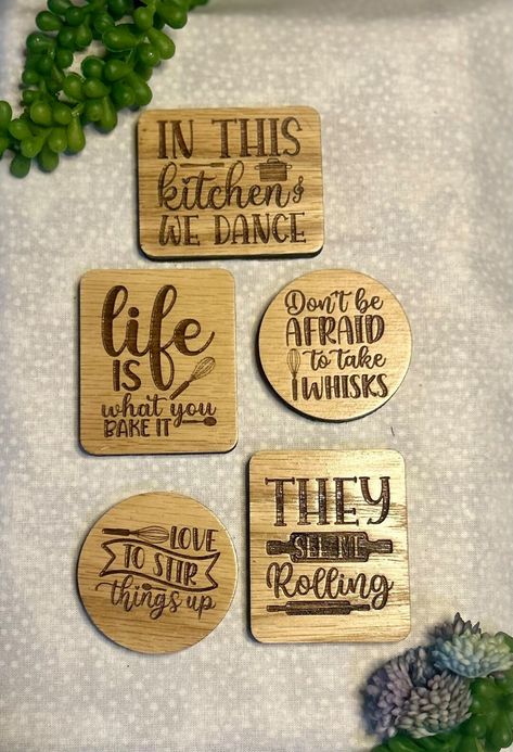 Kitchen Themed Wood Magnets Funny Magnets Kitchen Magnets - Etsy Wood Magnet Ideas, Cnc Wood Projects That Sell, Wooden Fridge Magnets, Wood Fridge Magnets, Fridge Magnets Diy Homemade, Fridge Magnet Ideas, Fridge Magnets Ideas Creative, Drawing Symbols, Wood Signs Bible Verse