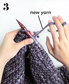 How to Join a New Ball of Yarn - Sheep and Stitch Joining A New Ball Of Yarn Knitting, How To Start A New Ball Of Yarn Crochet, Knitting Borders, Joining Yarn Crochet, Knit A Scarf, Knit Stitches For Beginners, Knit Tutorials, Bulky Yarn Crochet, Knitting Board