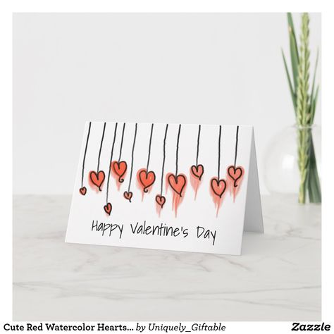 Cadeau St Valentin, Valentines Bricolage, Valentines Day Cards Handmade, Vday Cards, Homemade Valentines Day Cards, Matchbox Crafts, Valentines Watercolor, Funny Valentines Cards, Watercolor Hearts