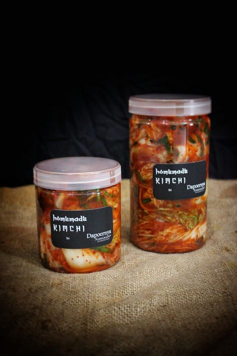 Homemade kimchi Kimchi Packaging Design, Kimchi Packaging, Homemade Kimchi, Vision Book, Business Poster, Korean Restaurant, Food Production, East Asian, 2025 Vision