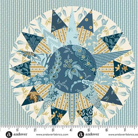 Bring a touch of the seaside to your sewing projects with Beach House by Edyta Sitar of Laundry Basket Quilts! Beach botanicals, florals, dots, and stripes, all in soothing blues, creams, and golds, will evoke a serene and relaxed coastal vibe. The combination of patterns and colors is perfect for creating quilts that feel both refreshing and comforting, much like a day at the beach. #cupcakequilts #welovefabric #laundrybasketquilts #beachhousefabric #edytasitar Beach House Quilts, Compass Quilt, Mariners Compass, Basket Quilts, Laundry Basket Quilts, Basket Quilt, House Quilts, Andover Fabrics, Summer Projects