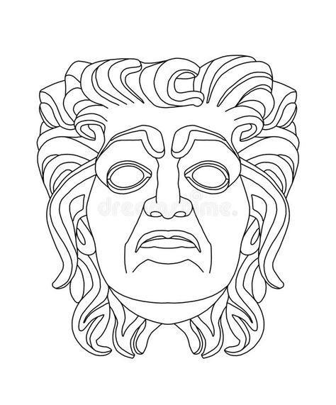 Greek Theatrical Mask Of An Old Man Stock Illustration - Illustration of facial, white: 28937455 Old Man Illustration, Ancient Greece Activities, Theatrical Mask, Art Basics, Man Illustration, Mask Template, Greek History, Ancient Greece, Old Man