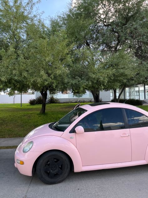 pink beetle #volkswagen Pink Beetle Car Aesthetic, Light Pink Volkswagen Beetle, Beetle Car Decor, Pink Beetle Car, Vw Beetle Aesthetic, Beetle Modified, Vw Beetle Interior, Beetle Aesthetic, Pink Vw Beetle