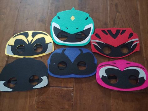 Power Rangers Mask, Felt Masks, Power Ranger Party, Power Ranger Birthday, Power Rangers Costume, Felt Mask, Superhero Capes, Power Ranger, Chip Bags