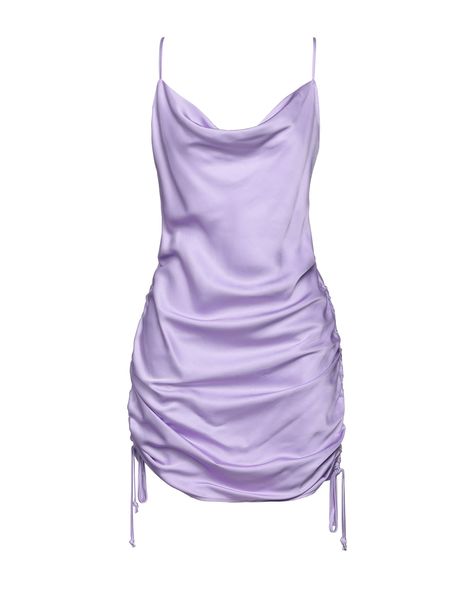 satin, frills, solid color, sleeveless, collar with draped neckline, unlined, no pockets, pencil style , Color: Lilac , Size: M Purple Satin Dress Short, Light Purple Dress Short, Light Purple Short Dress, Lavender Short Dress, Short Lavender Dress, Vestido Color Lila, Purple Dress Short, Satin Dress Short, Purple Satin Dress