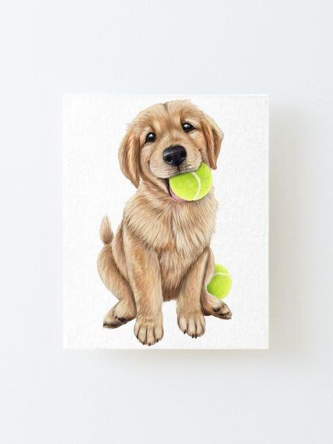 Golden Retriever Puppy Painting, Golden Retriever Illustration, Yellow Lab Puppy, Lab Puppy, Cute Canvas Paintings, A Golden Retriever, Cute Canvas, Yellow Lab, Golden Retriever Puppy