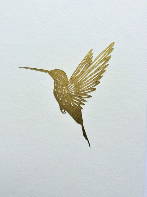 Hummingbird Logo, Hummingbird Illustration, Gold Hummingbird, Hummingbird Art, Paper Cut Art, Welcome To The Party, Journal Design, Paper Cutout, Paper Sculpture