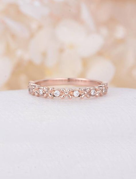 Engagement Ring Pictures, Wedding Band Vintage, Rose Gold Wedding Band, Art Deco Wedding Band, Vintage Wedding Band, Rose Gold Wedding Bands, Half Eternity Band, Big Rings, Bridal Bands