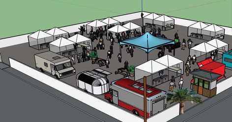 Food Truck Courtyard, Food Truck Park Design, Food Truck Park Design Plan, Food Truck Parking Design, Food Truck Ideas, Container Food Park, Food Truck Park, Coachella Food, Food Truck Plaza