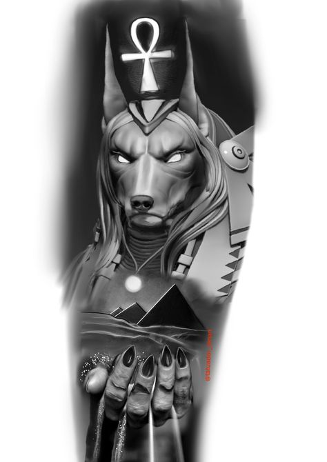 Anubis Tattoo Design, Tattoo Anubis, Egypt Tattoo Design, Gay Tattoo, Pop Art Tattoos, Egyptian Tattoo Sleeve, Egypt Concept Art, Anubis Tattoo, Filigree Tattoo