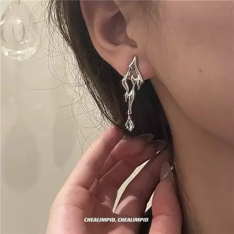 Irregular Liquid Metal Cross Moonstone Dangle Earrings Young Girl Trend Metal Cross Moonstone Drops Earrings Jewelry Wholesale - Dangle Earrings - AliExpress Grunge Earrings, Y2k Earrings, Tassels Earrings, Wholesale Earrings, Zircon Earrings, Asymmetrical Earrings, Liquid Metal, Zirconia Earrings, Trendy Earrings